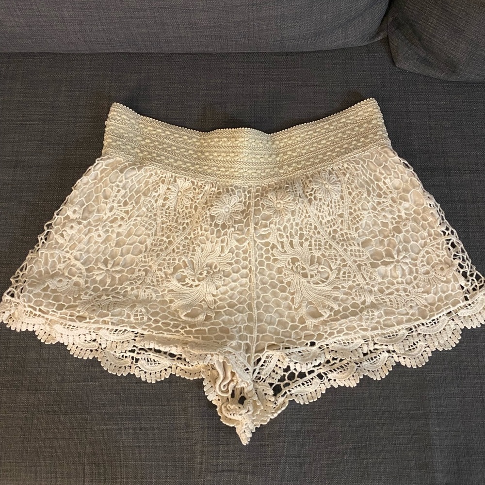 White Floral Shorts